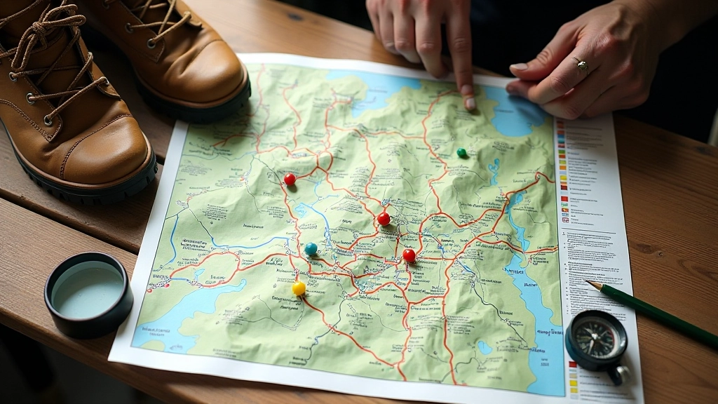 Kaart van Utrechtse Heuvelrug met verschillende wandelroutes gemarkeerd in kleur